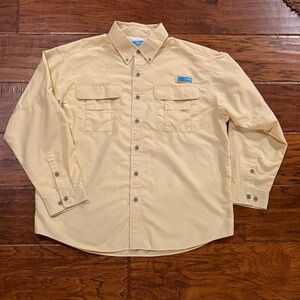 Men's Tuna Casual Button-Down Fishing Shirt in Light Yellow